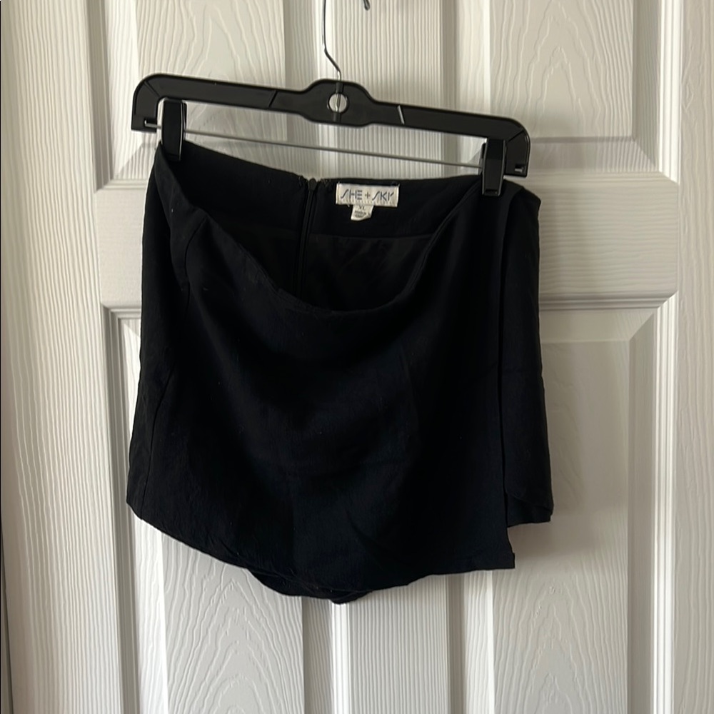 Black Mini Skort with Back Zip